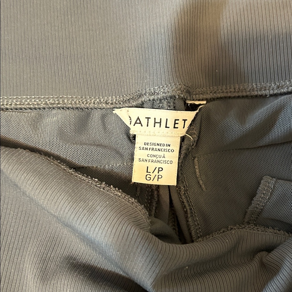 Athleta Gray High-Rise Wide-Leg Performance Pants with White Trim - Picture 2 of 6